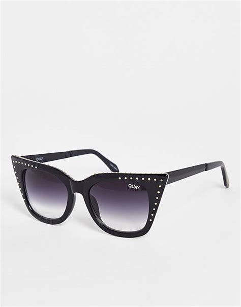 black studded cat eye sunglasses